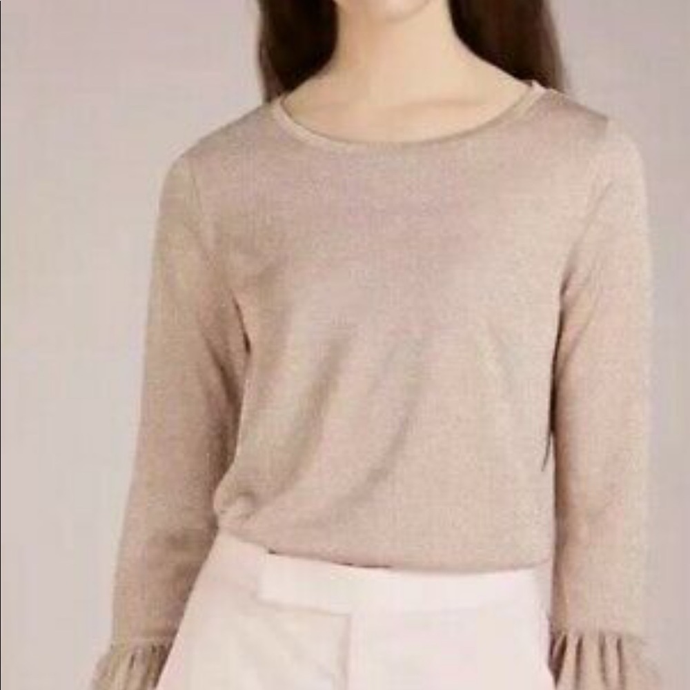 NWT Jcrew Sparkle Bell Sleeve Top Metallic Lg